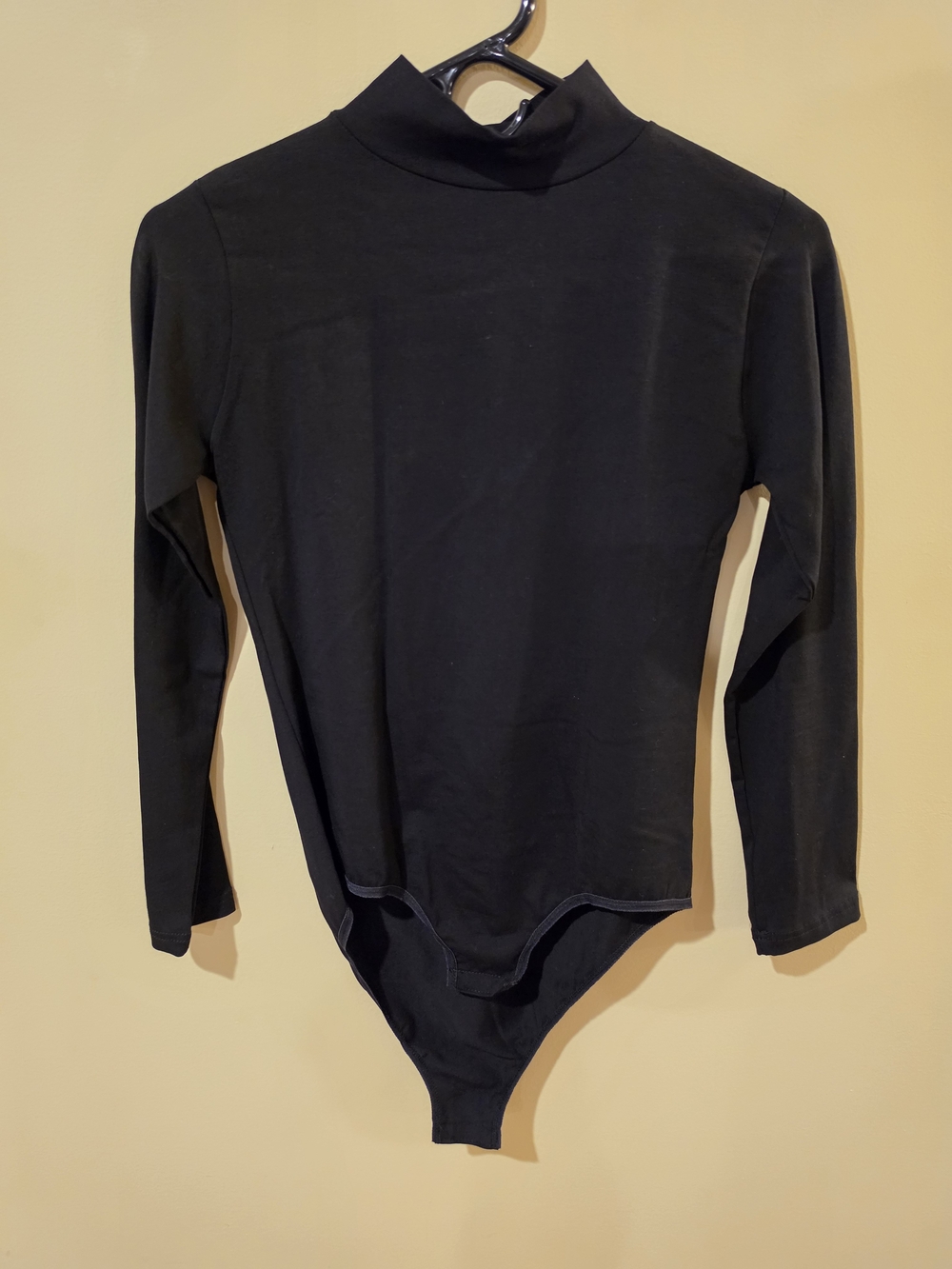 Women's Black Mock Neck Long Sleeve Bodysuit
